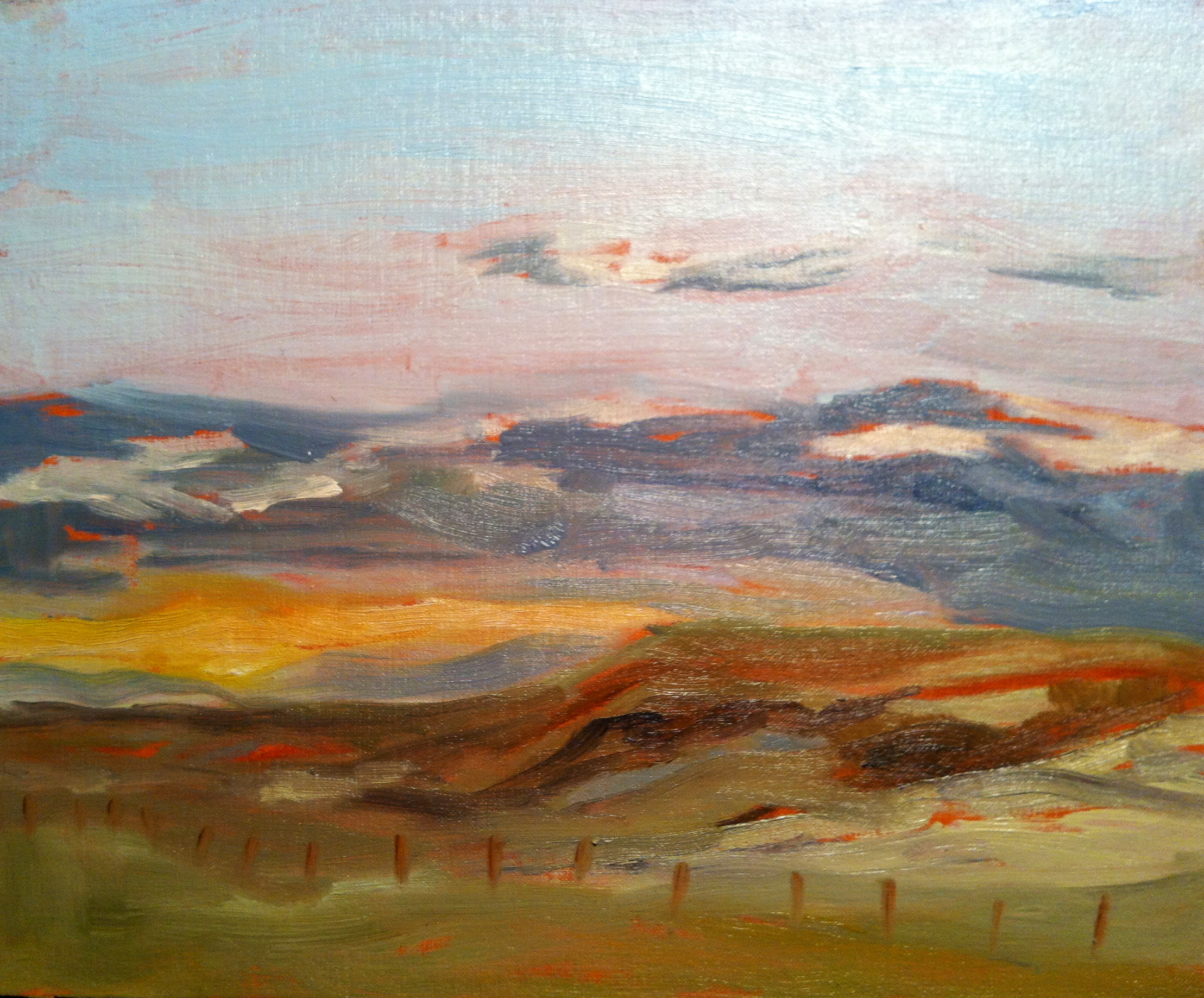 "Evening Sunset at Siksika" ©2012 Janice Tanton. Oil on linen panel. 8"x10"