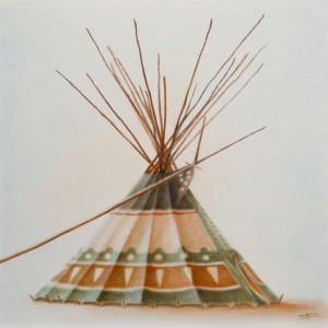 CAMP :: The Lodge Series - "Squash Sisters Lodge" ©2012 Janice Tanton. Oil on linen. 30"x30"