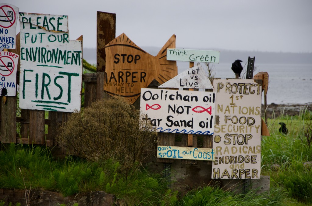 Protest Signs at Old Masset, Haida Gwaii