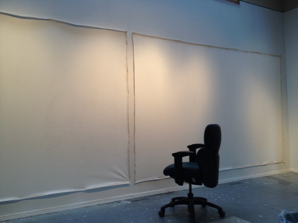 Big Blank Canvas all prepped and ready to go in the Gerin-Lajoie Studio at The Banff Centre.