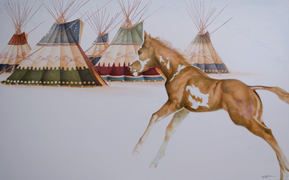 "Ponokamitaa - The Spirit of The Horse" ©2014 Janice Tanton. Oil on linen. 48"x72"