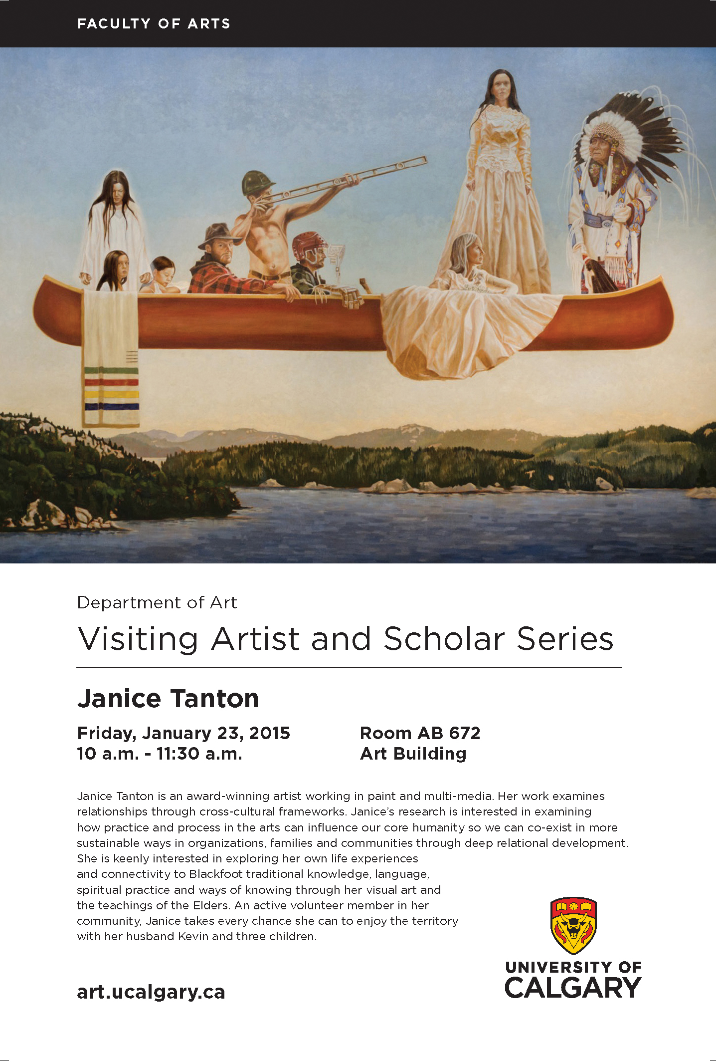 Join me for an Artist Talk as the Visiting Artist and Scholar, Friday, January 23rd at the University of Calgary, Calgary, AB