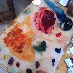 The Palette with oil paints