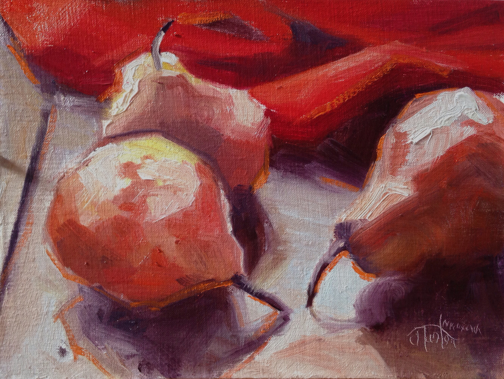 Red Pear Study, Janice Tanton, chemotherapy, painting